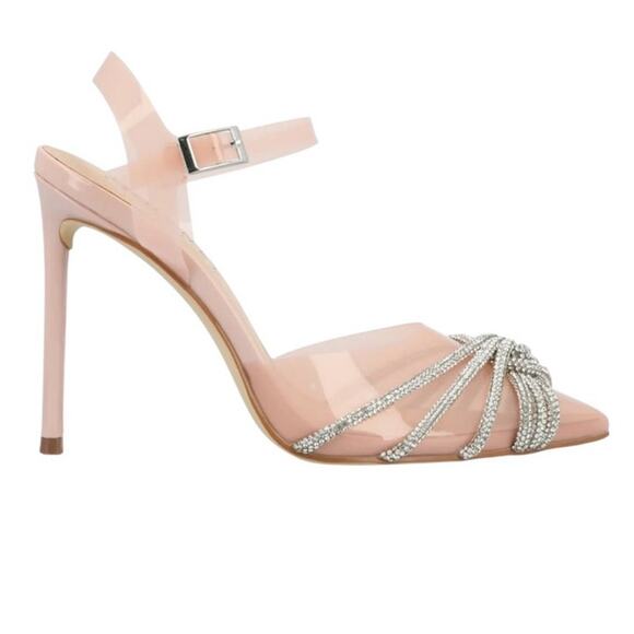Journee Collection Eleora Stiletto Pointed Toe Pink Rhinestone Pumps Size 8.5 - Picture 1 of 9
